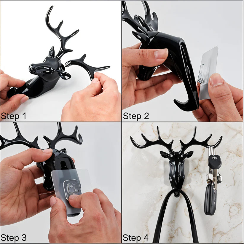 Deer head self adhesive wall door hook hanger