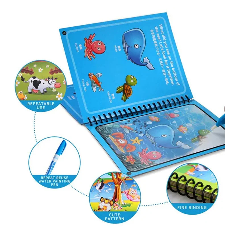 Magic water quick dry book water coloring book doodle with magic pen painting board