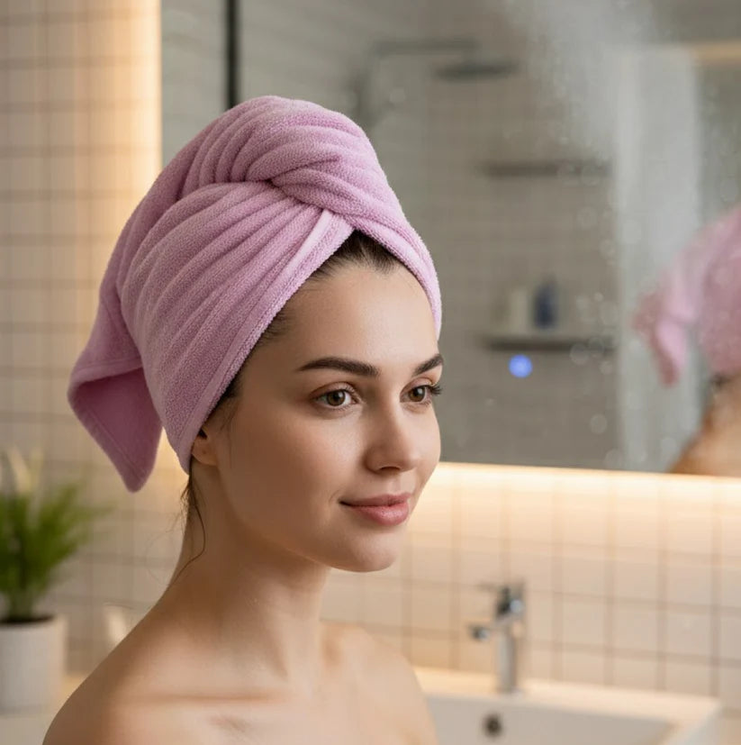 Quick turban hair-drying absorbent microfiber towel (1 pc / mix design)