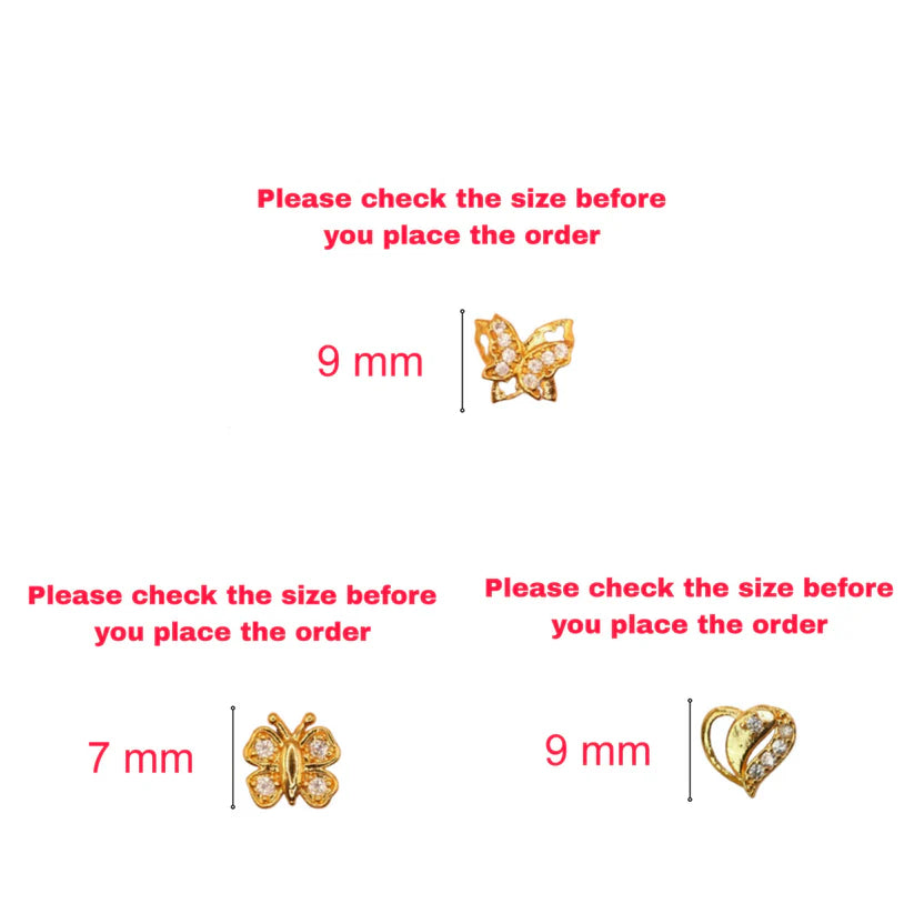 "gold butterfly & heart stud earrings ad for women and girls combo pack of 3