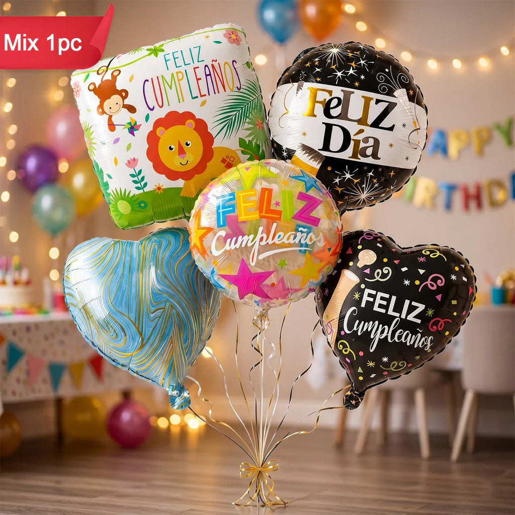 Feliz cumpleaños foil balloon mix – 1pc (assorted birthday designs)